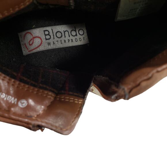 Blondo 7.5 Suede Leather Bootie Ankle Boots Women Tan Beige Zip Stacked Heel 2" - Picture 10 of 12